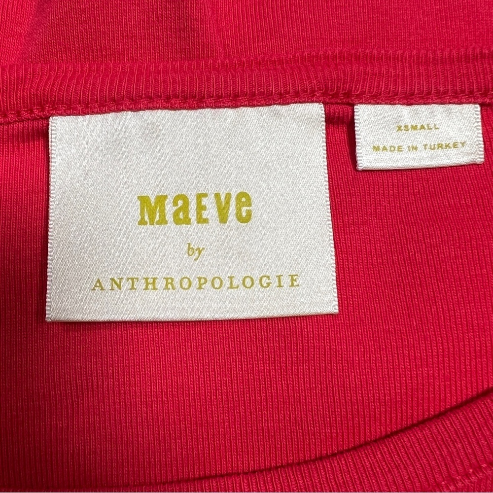 Mauve by Anthropologie Red Bell Sleeve 100% Cotton Top, Size Extra Small - Picture 7 of 9